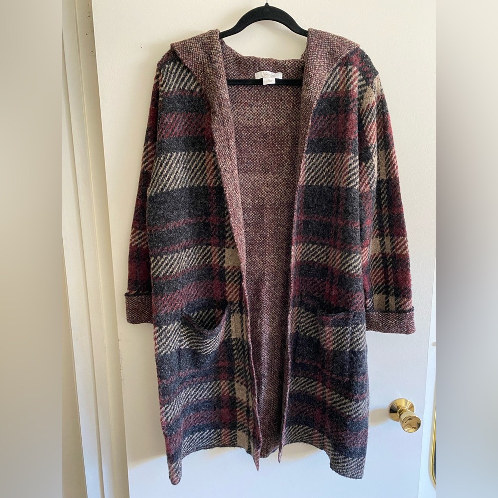 Natural Reflections Plaid Cardigan in Red and Black